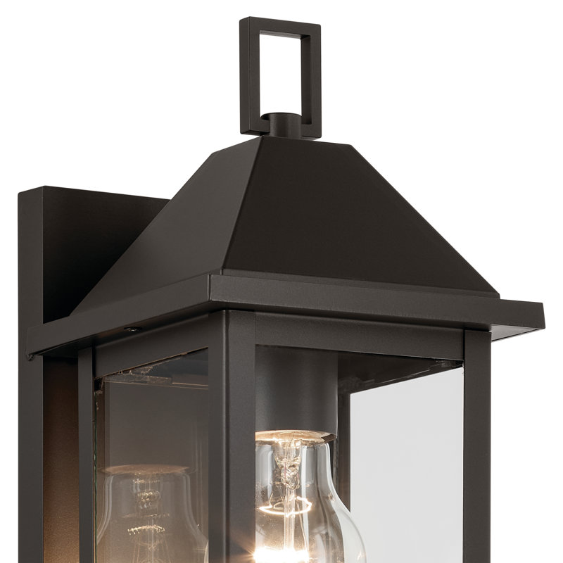 14" 1-Light Outdoor Wall Light with Clear Glass, 14" H x 5.75"W x 7" D, Bronze