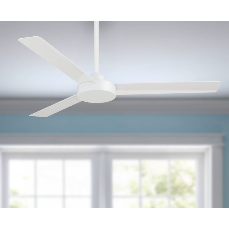 52" Roto 3 - Blade Propeller Ceiling Fan with Wall Control, Flat White
