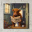 «Highland Cow on toilettes» par Epic Portfolio, art mural en verre acrylique-2096130371