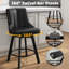 Tabouret de bar pivotant de 1/2 po, tabouret de bar à hauteur de comptoir de 24 po avec dossier, tabouret de bar rembourré en cuir synthétique avec pieds en bois massif pour la cuisine et le bar-844897436-844719866