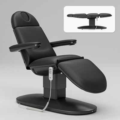 Table et chaise de soins médicaux électriques avec télécommande filaire, lit d'esthétique multifonction réglable pour soins du visage, spa médical, massages et soins de beauté, noir