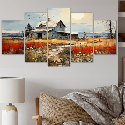 Farmhouse Collage - Paysages, ensemble de reproductions d'art mural en métal