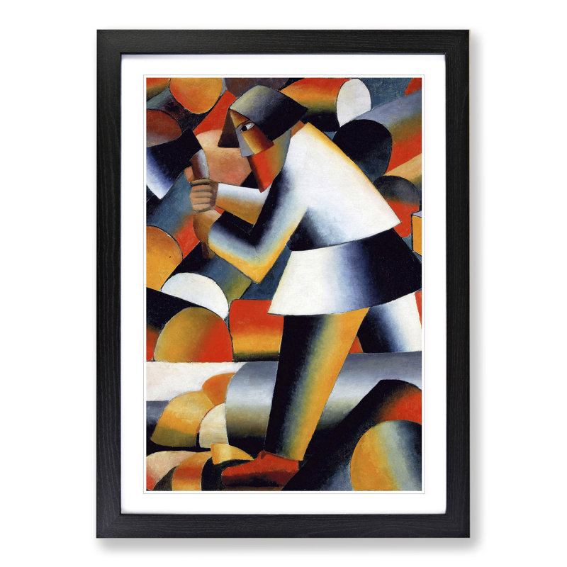 The Woodcutter by Kazimir Malevich - Framed Print, 48cm H x 36cm W x 2cm D, Black