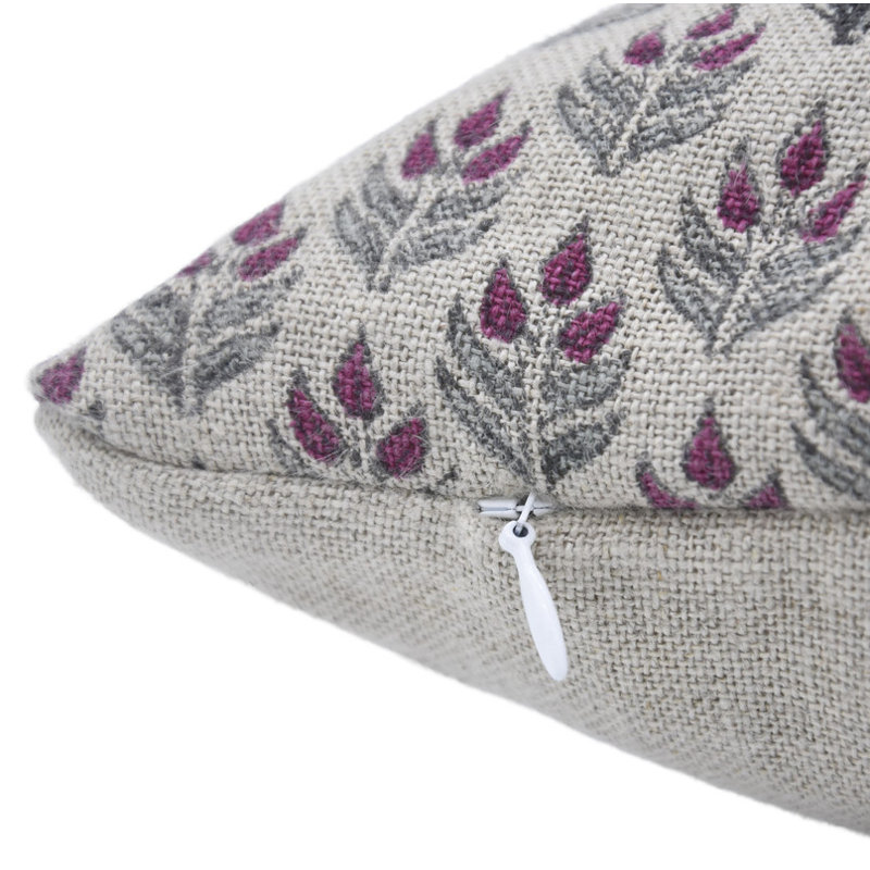 Linen Pillow Cover, Rectangular, 14" x 36", Green/Gray Floral 1