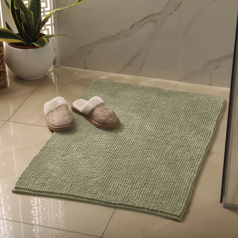 Centreville Chenille Non Slip Bath Mat, 80cm L x 50cm W, Green