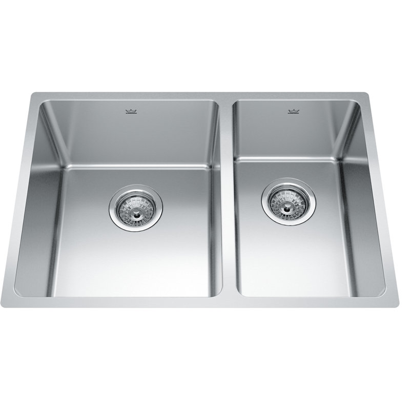 Évier de cuisine à double cuve encastrable en acier inoxydable 26,6 po LR x 18,2 po Brookmore Brookmore