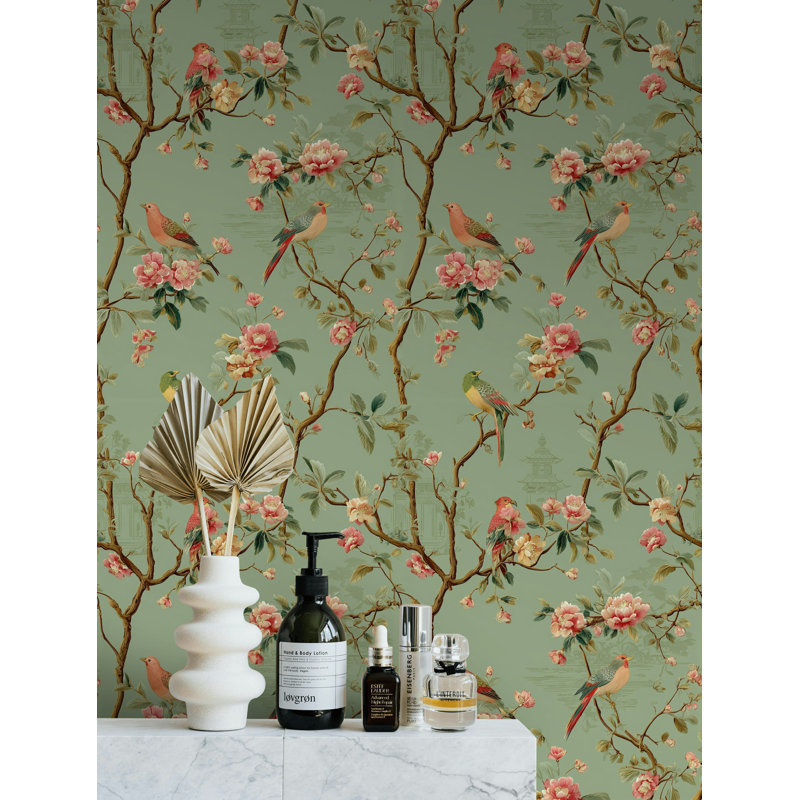 Bird Floral Wallpaper Vintage Removable Peel And Stick Wall Mural