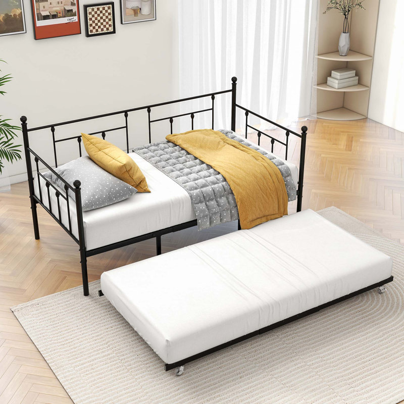 Metal Daybed Frame Twin Size Platform with trundle