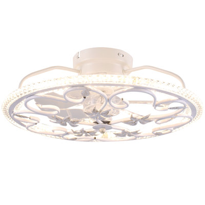 19.7 In. Indoor White Ceiling Fan With 3 Color Led And Remote Control