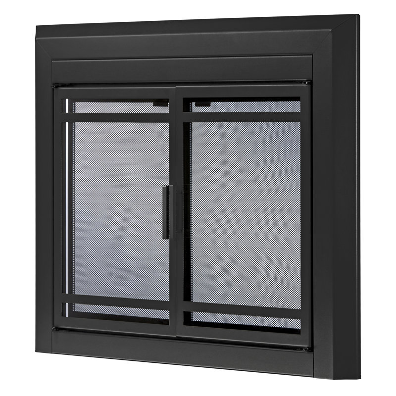 Cabinet Steel Fireplace Door, Black, 33.03" H x 37.52" W x 1.81" D