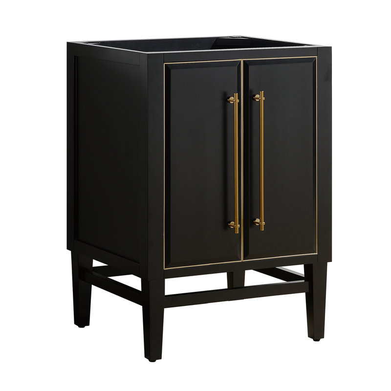 Mason 24'' W Single Bathroom Vanity Base, Black, Gold