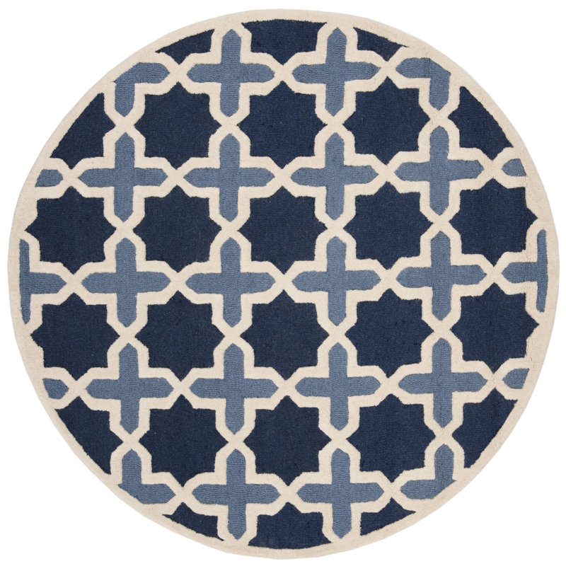 Igna Hand Tufted Wool Geometric Rug, Round 6'