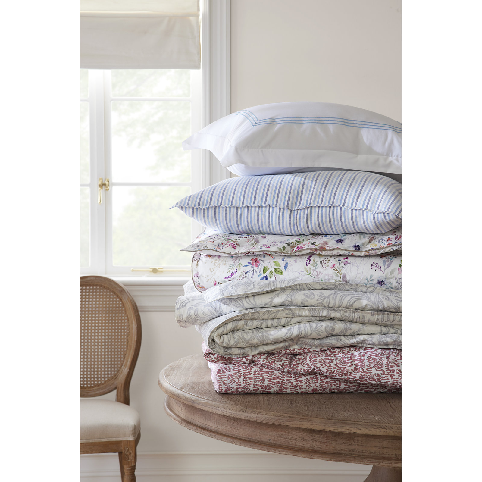Chloe Cotton White/Pink/Green Farmhouse / Country Duvet Cover, King