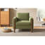 Fauteuil d'appoint surdimensionné, fauteuil de salon rembourré avec pieds en noyer et main courante incurvée-2102615621