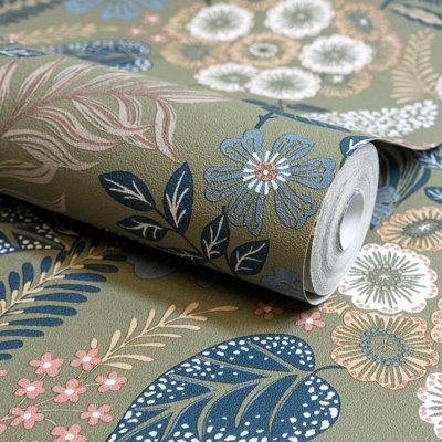 Karuna Collection Classic Floral Bunches Wallpaper Roll