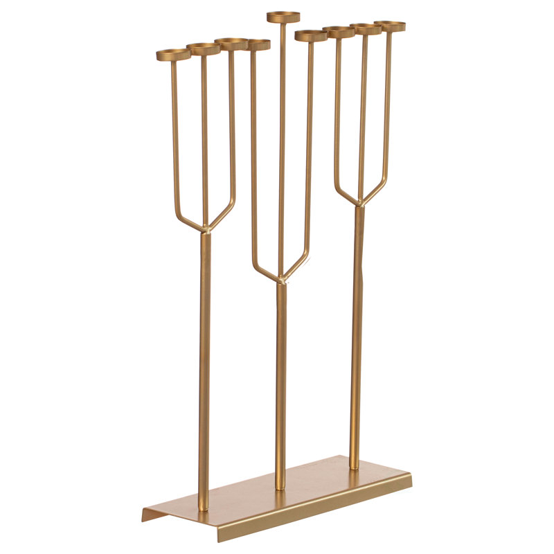 Metal Tabletop Candelabra, Rose Gold, 24.25" H x 16.75" W x 5" D