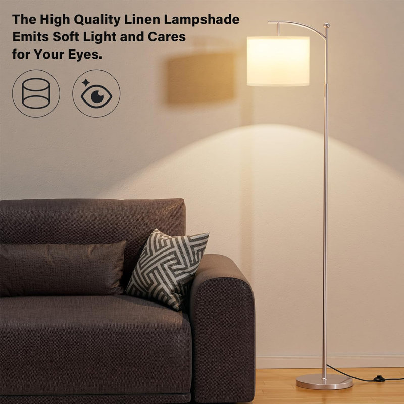 Adjustable Brightness & Color Temperature Floor Lamp With Remote Control, Rotating Lampshade, Magnetic Remote & Timer Function, Easy Installation
