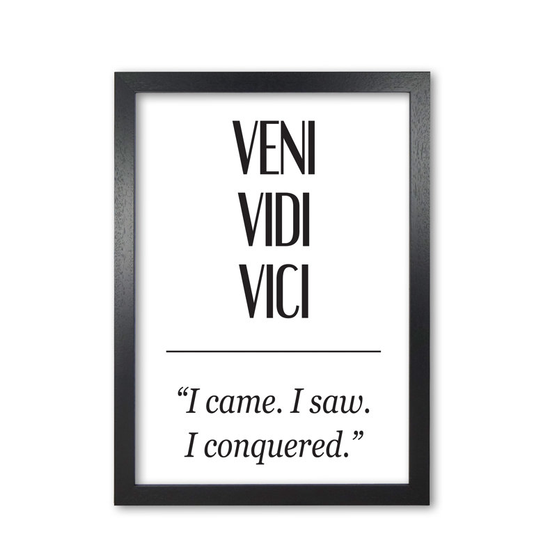 Veni Vidi Vici - Print, 30 cm H x 21 cm W x 5 cm D, Black Grain Frame