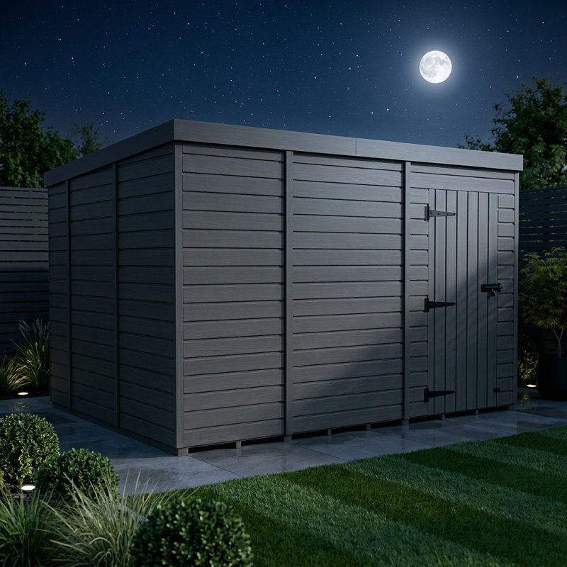 Total Sheds 13ft x 10ft Composite Pent Garden Shed - Single Door - No Windows - EPDM Rubber Roof - UK Manufactured