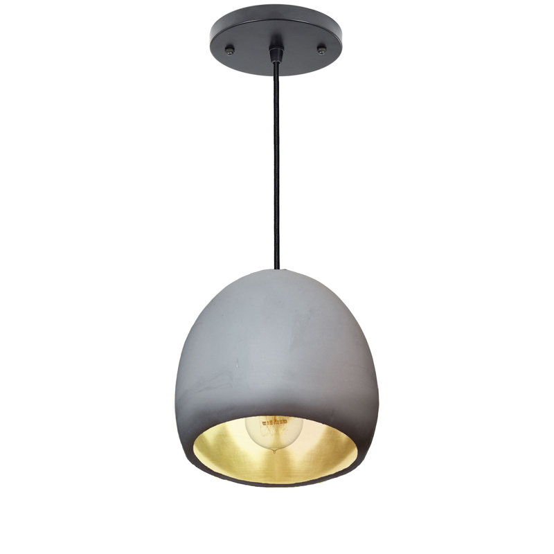 1 - Light Pendant, Matte Black, LED, Matte Gray/Brass