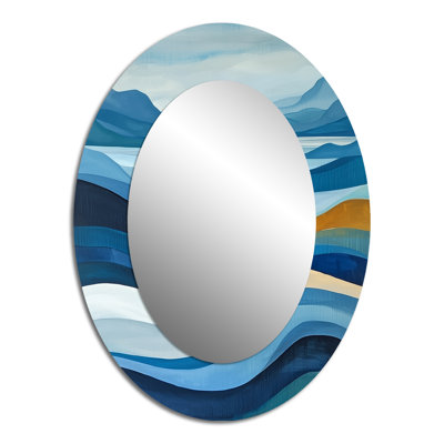 Miroir décoratif bleu ovale et côtier bleu I - Paysages