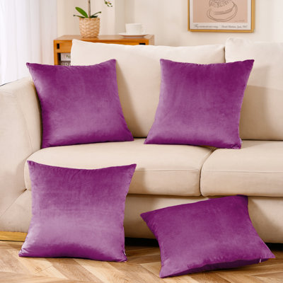 Set Of 4 Throw Velvet Cushion Covers