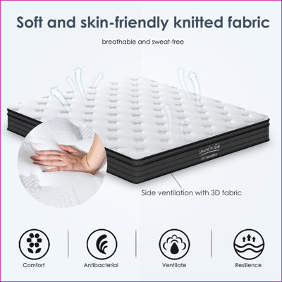 Mattresses, 10 Inch King Hybrid Mattress Medium Firm | White | Foam+Spring
