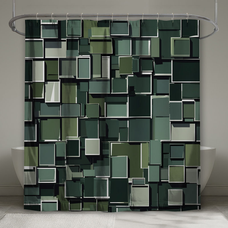 Rideaux de douche verts rectangulaires très longs, 70in W x 72in H