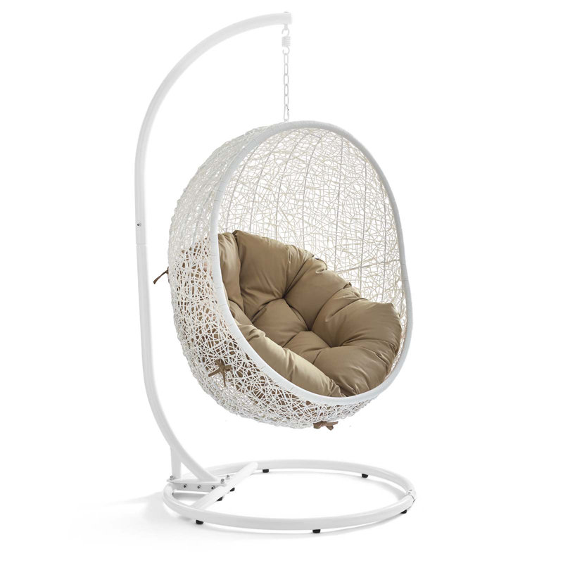 Chaise suspendue d'extérieur avec support Hide de Modway, Blanc/Moka