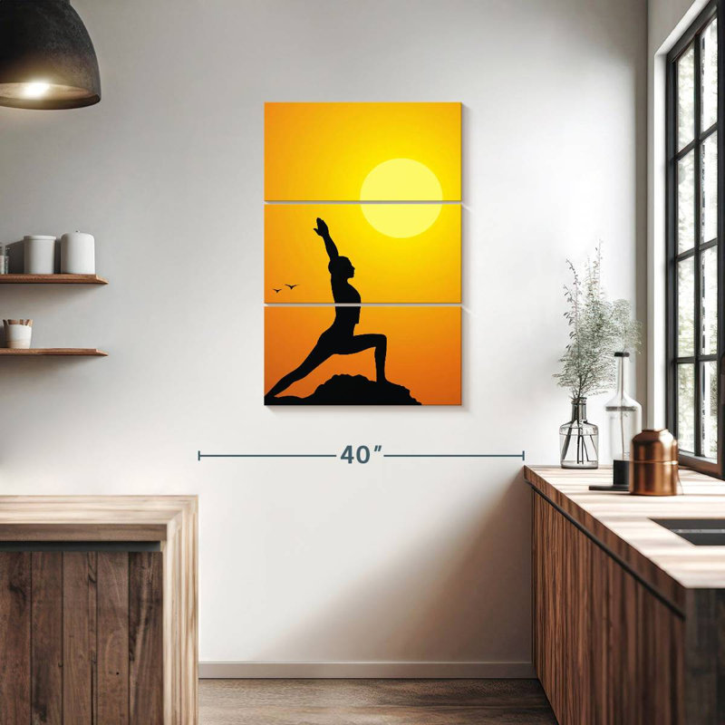 Yoga coucher de soleil, H 38 po x l 24 po