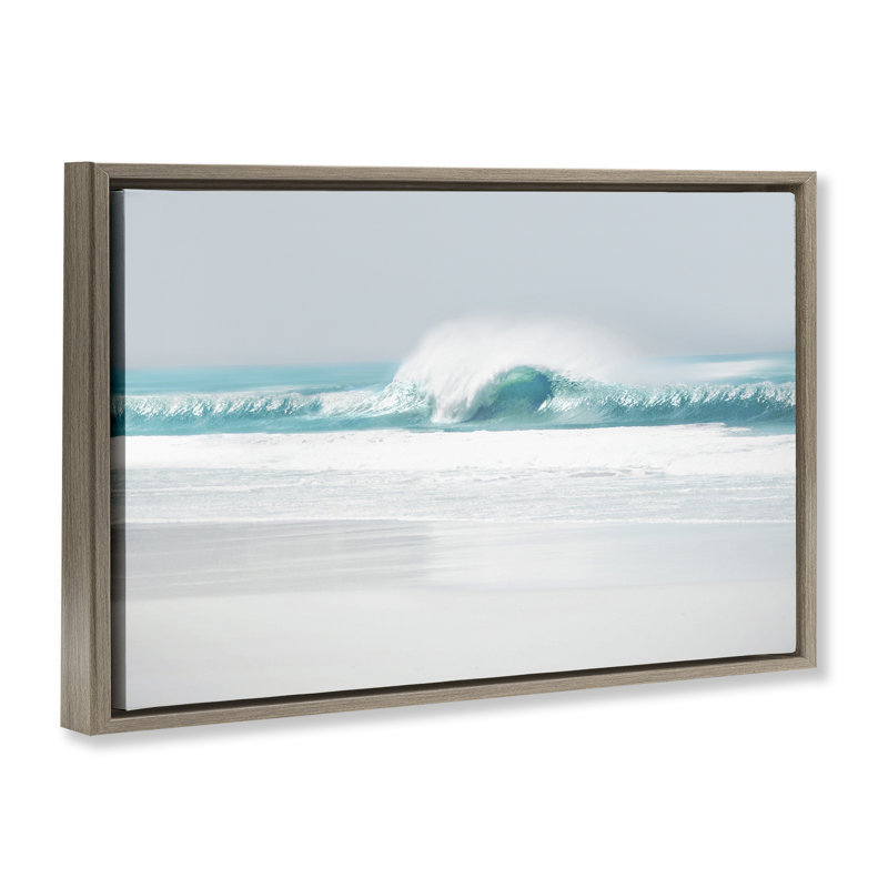 Toile flottante encadrée «Rolling Aqua Waves» par Maggie Olsen, Cadre flottant orme Montalcino, H 17 po x l 25 po