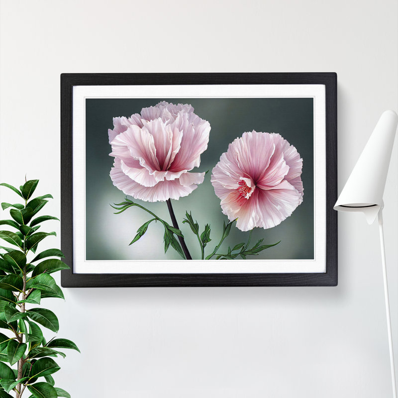 Timeless Carnation Flowers - Single Picture Frame Print, Black Framed, 46cm H x 64cm W x 2cm D