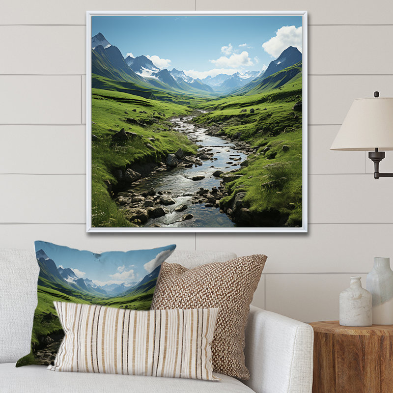 Montagnes des Alpes en français, Cadre flottant blanc, H 16 po x l 16 po x P 1 po