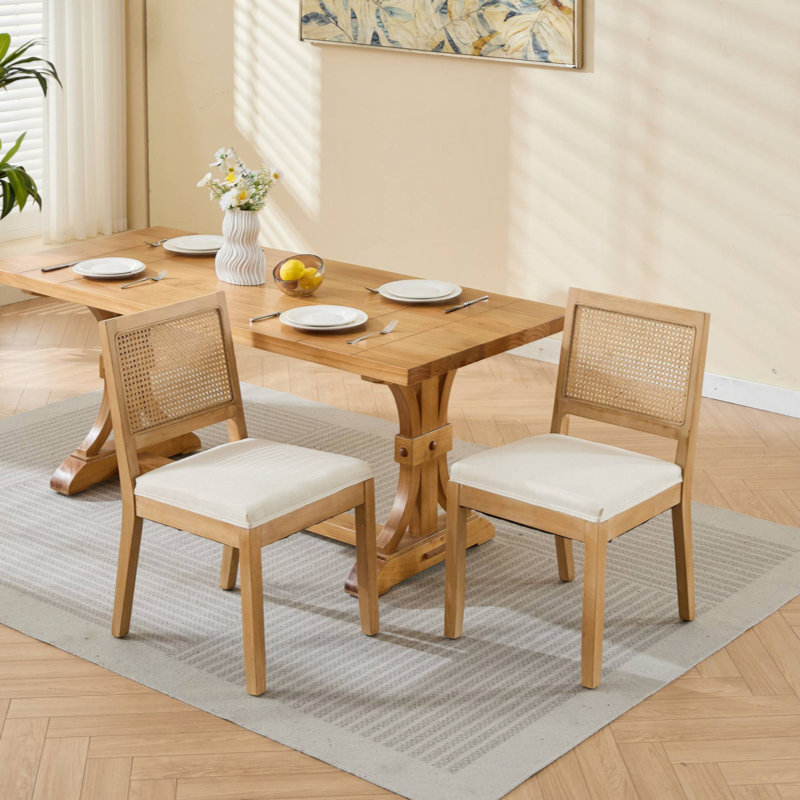 Ensemble de 2 chaises de salle à manger en rotin Farmhouse, Beige