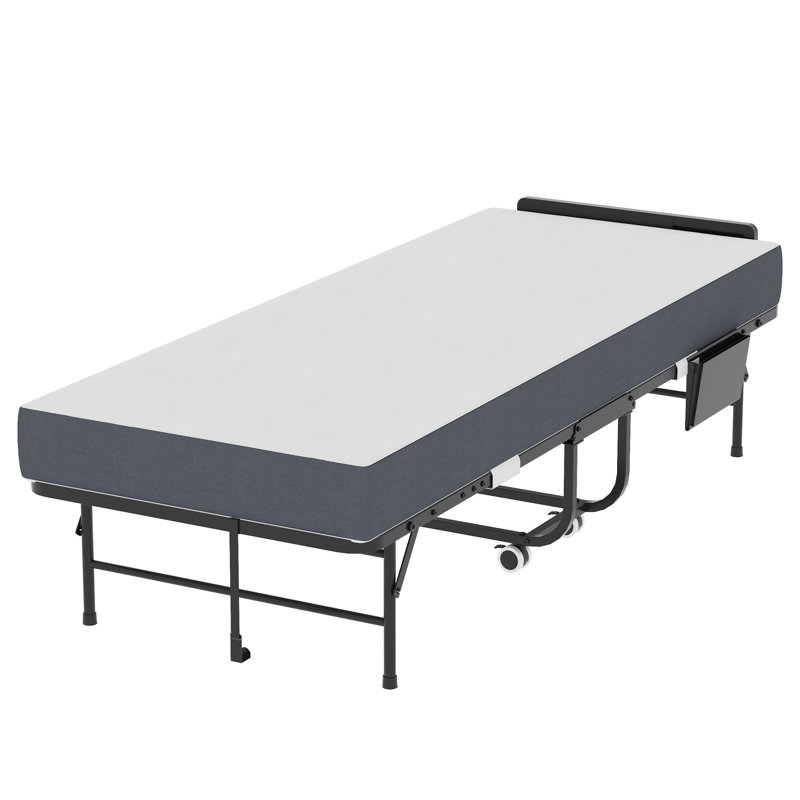 Tête de lit pliante réglable en métal pour lit d'invité 5 pouces avec roulettes
