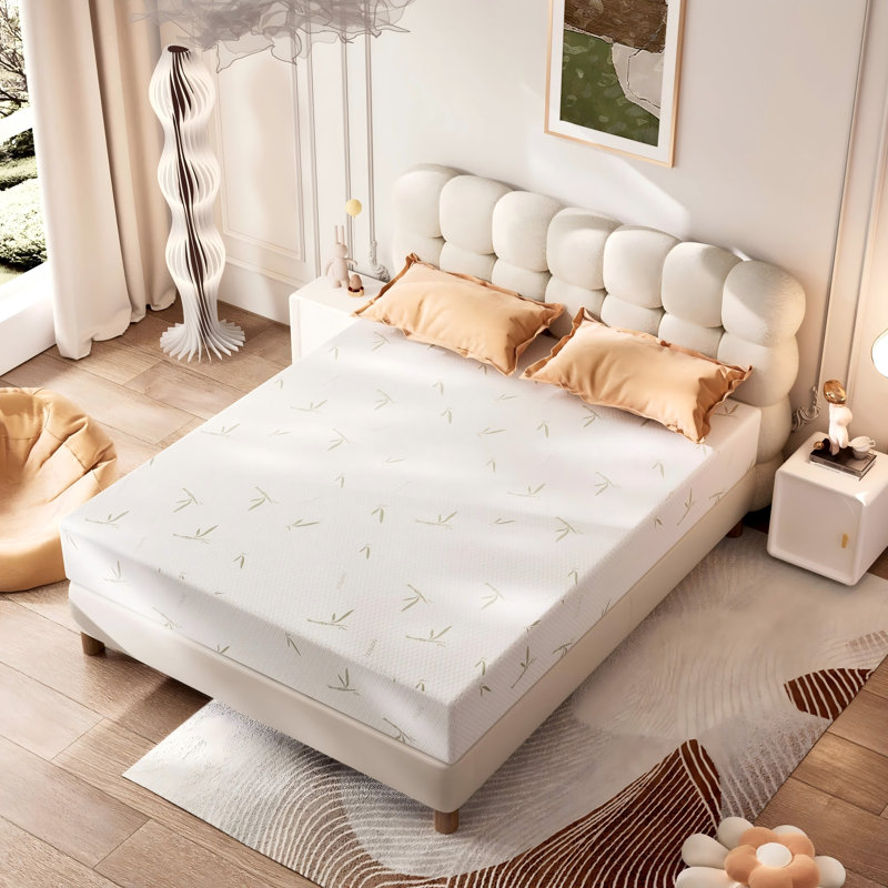 Matelas 8 po en mousse viscoélastique gélifiée avec infusion de thé vert et housse en bambou