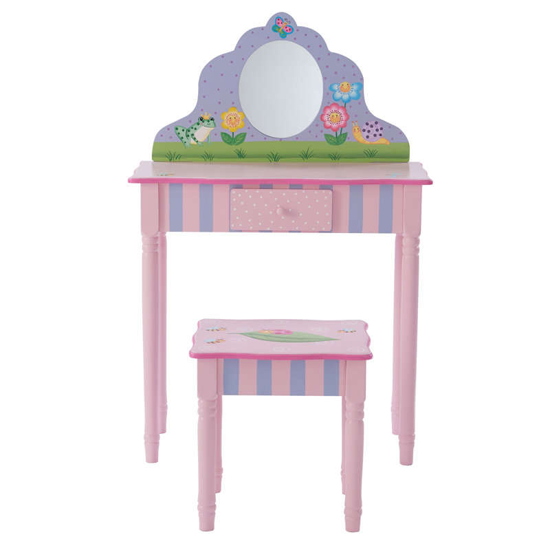 Fantasy Fields Solid Wood Kids Vanity Set with Mirror