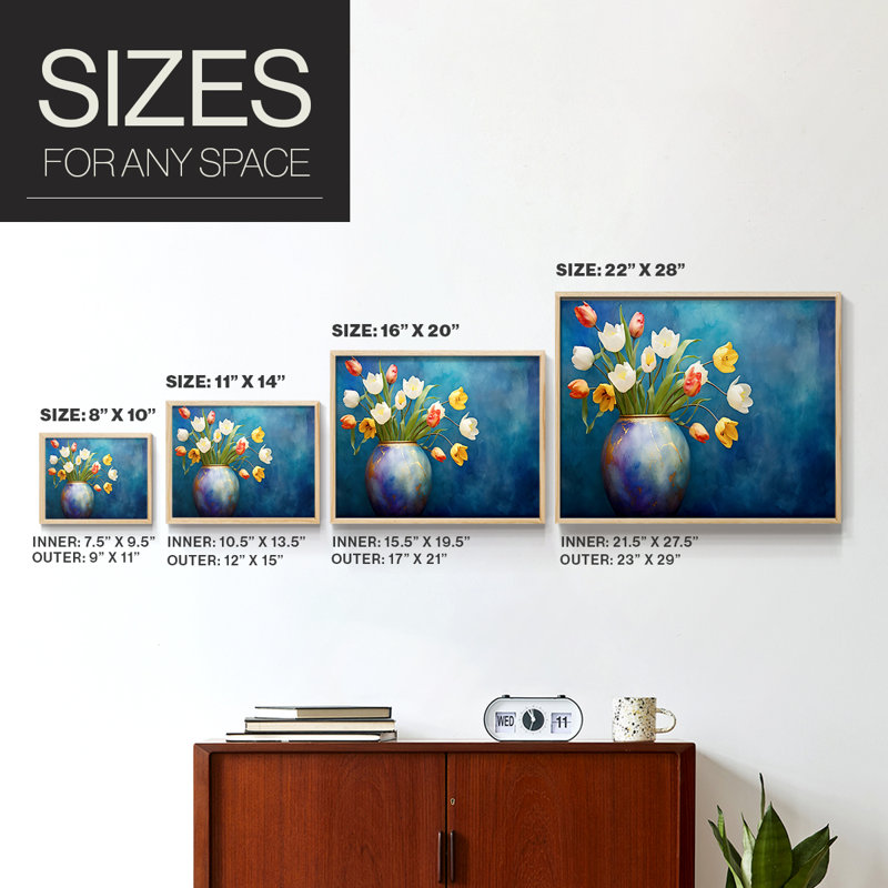 Floral Series-XCVI -Framed Print - Restickable, Naturel, H 11 po x l 14 po