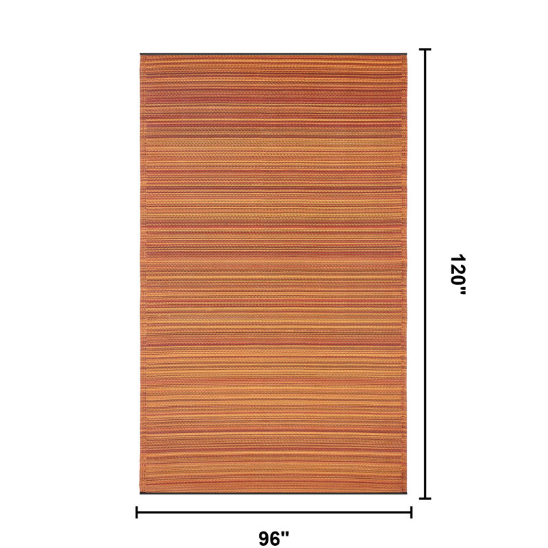 Tapis d'extérieur multicolore rayé Bohème, Cancun - terre cuite, Rectangulaire 8 pi x 10 pi