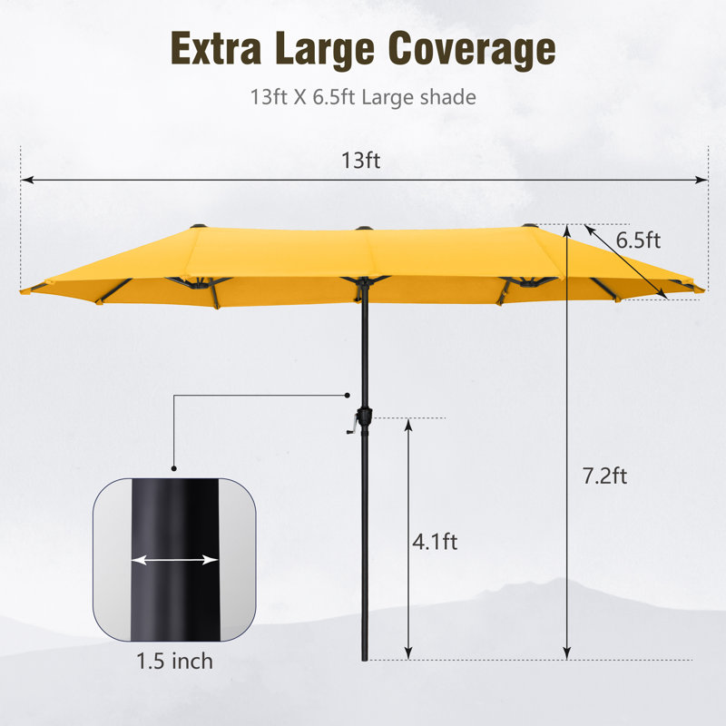 396.2cm X 198.1cm Rectangular Market Parasol, Golden Yellow