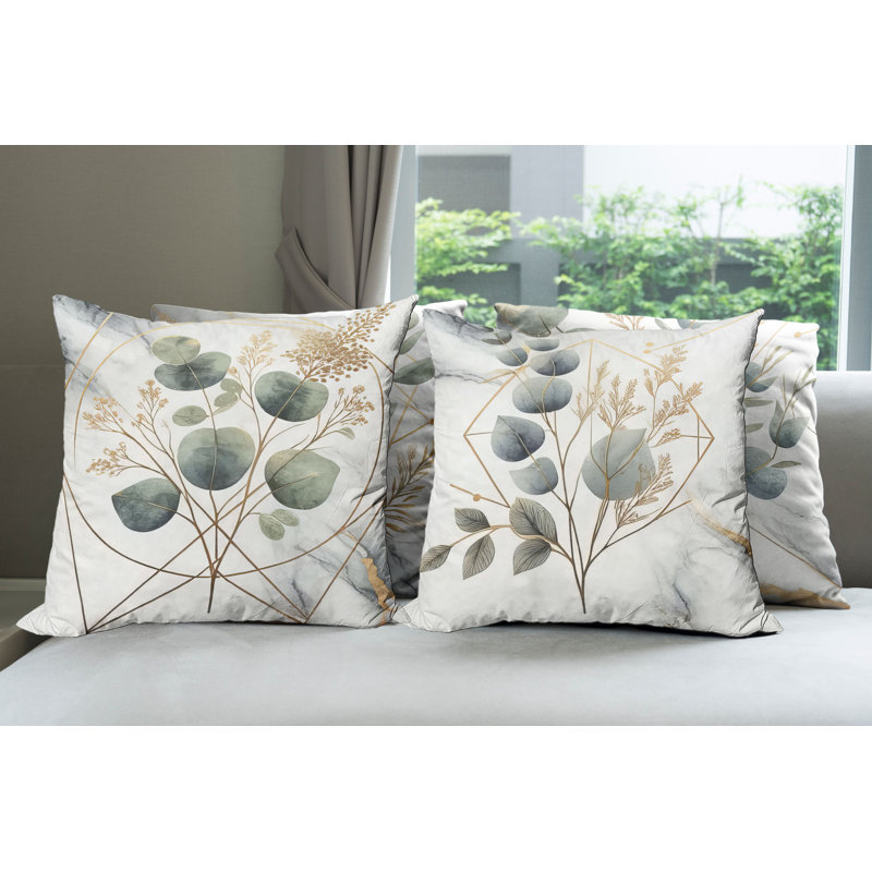 Blue Grey Sand Brown Watercolor Branches Square Pillow Covers