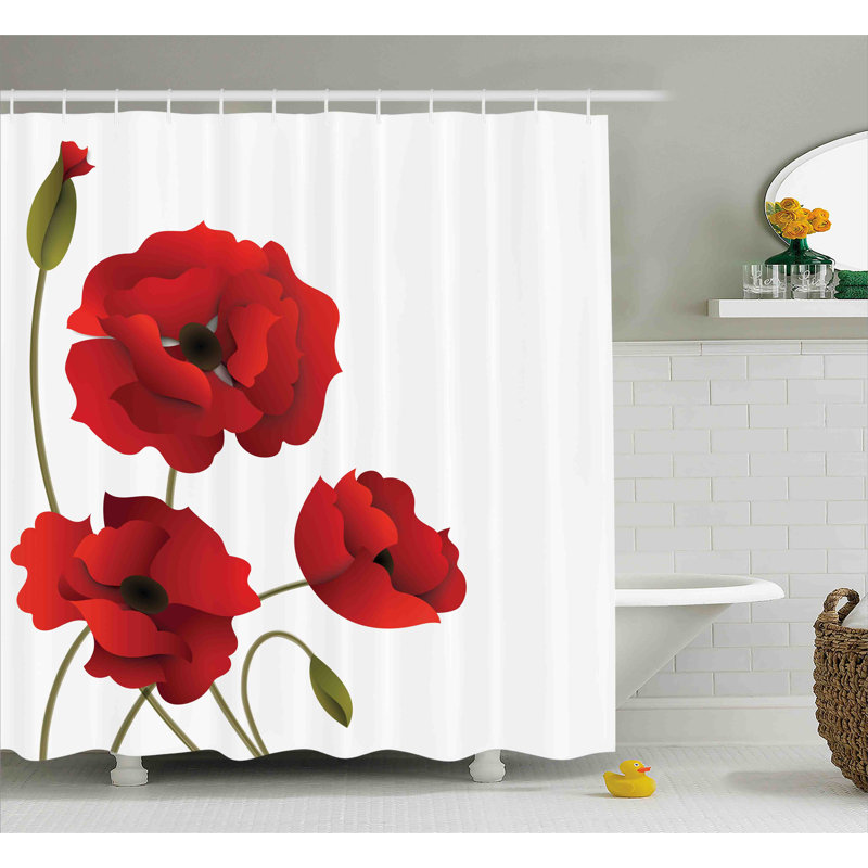  Rideau de douche avec crochets et pétales de fleurs, H 70 po x l 69 po