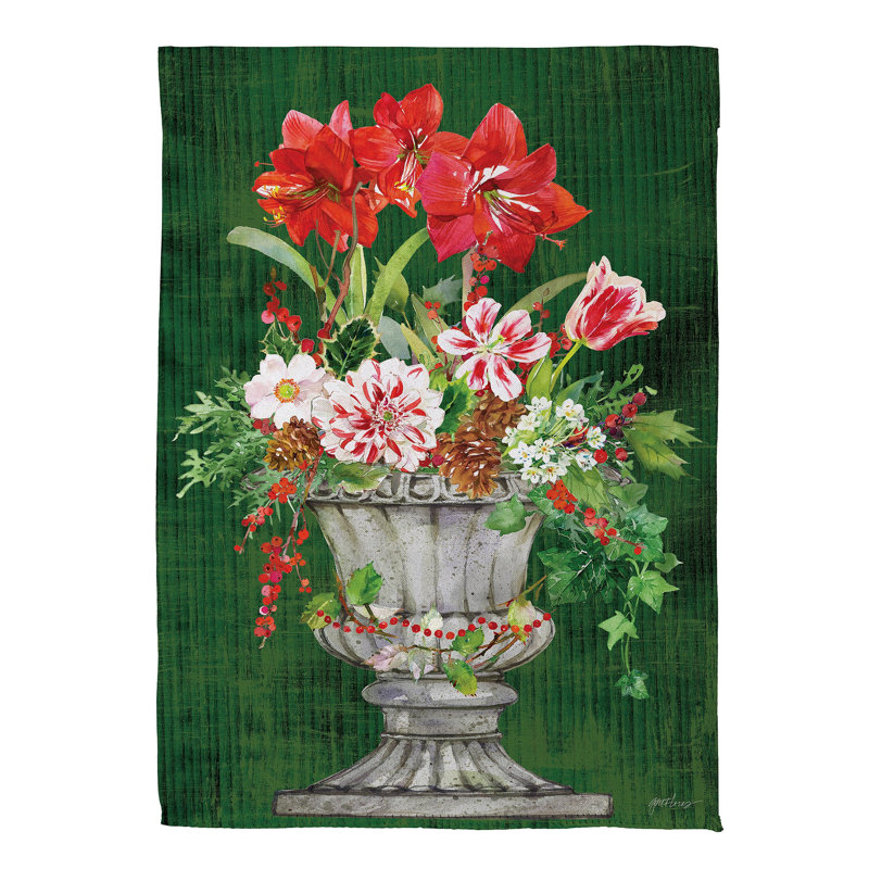 Drapeau de Noël en pot de fleur en suède
