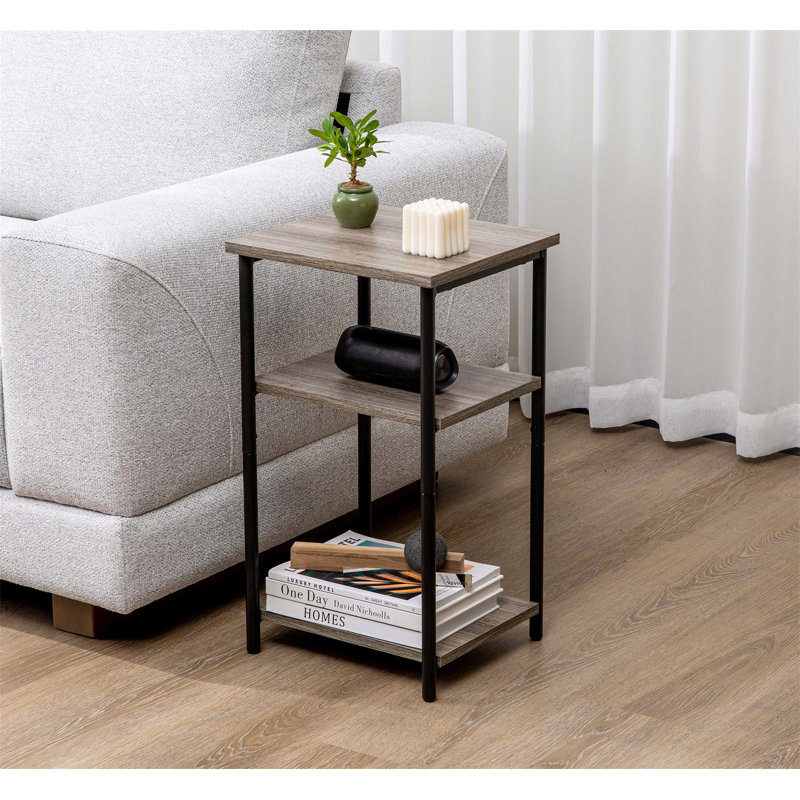 Table de bout à 3 niveaux avec pieds réglables, Gris