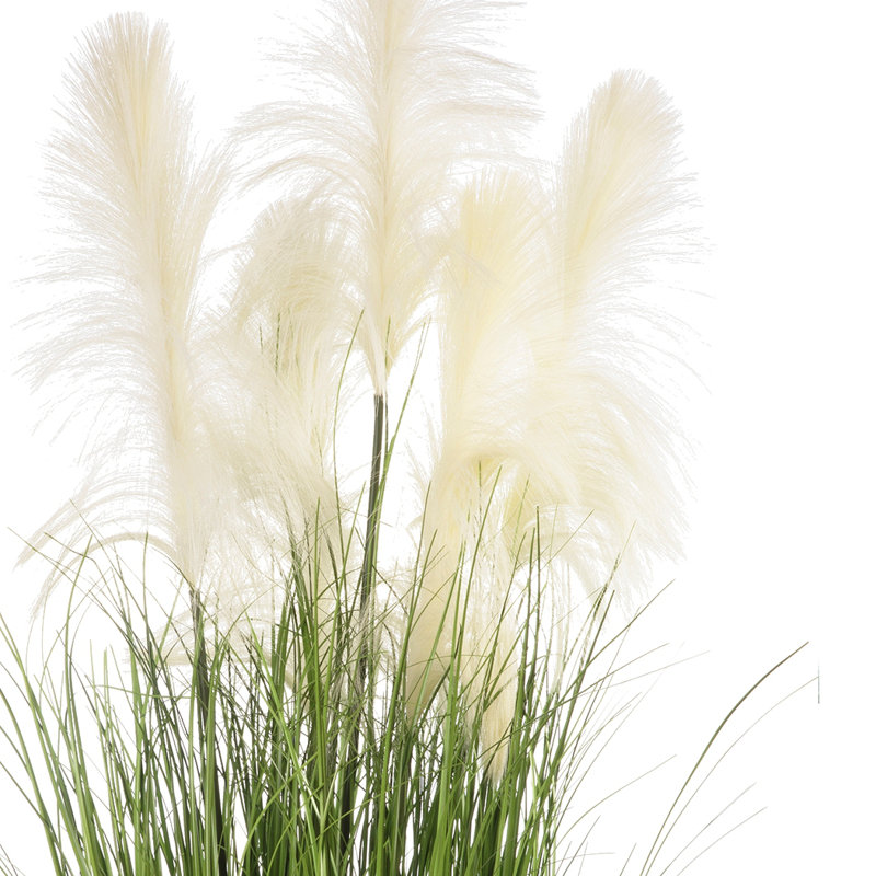 Herbe de plume artificielle en pot pour décoration intérieure et extérieure, H 36 po x l 14 po x P 14 po