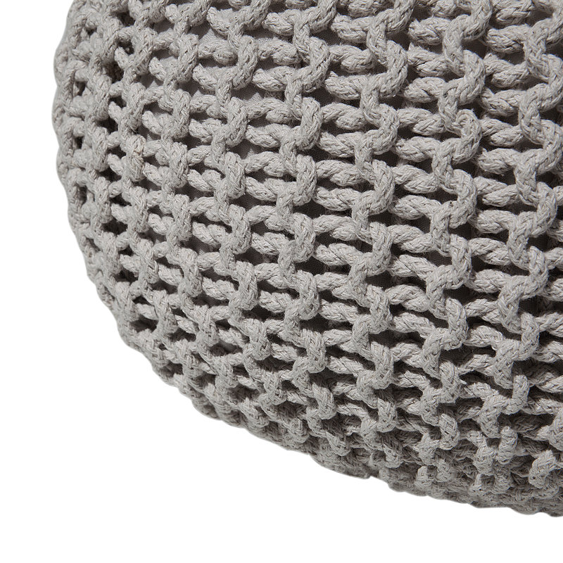 Arne 50cm Wide Round Pouf Ottoman, Light Grey