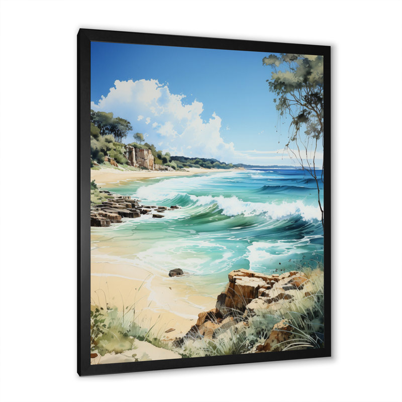 Australie, côte de Byron Bay - impression, Cadre simple noir, H 20 po x l 12 po x P 1 po