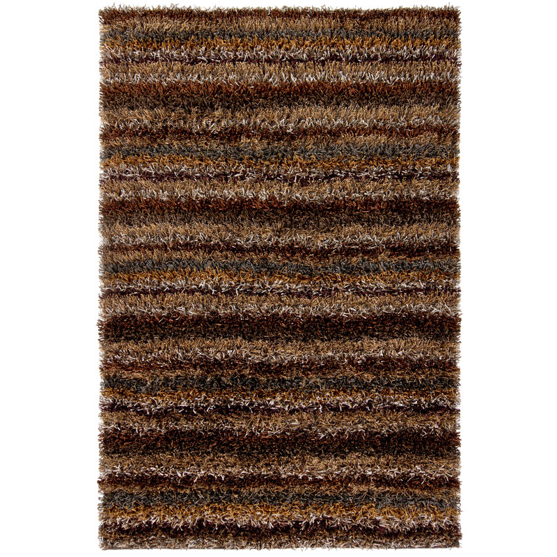 Kubu Hand Loomed Striped Area Rug in Brown/Gray/Tan, Rectangle 7'9" x 10'6"