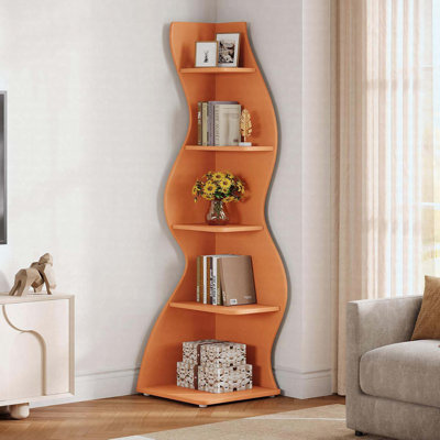 Bibliothèque d'angle à 5 niveaux 69,8 "avec support pour plante, petit espace 69,8"