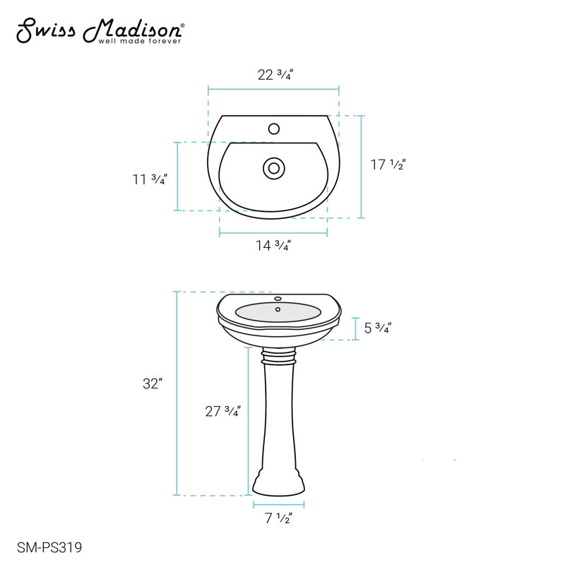 Santorini Two-Piece Pedestal Sink